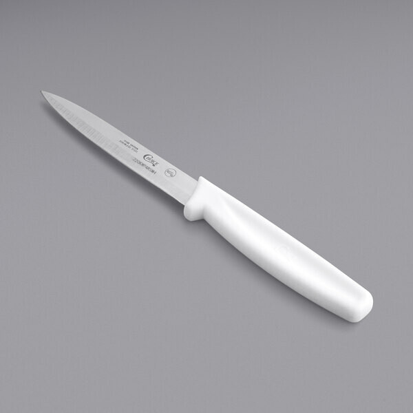 Choice 4″ Smooth Edge Paring Knife with White Handle