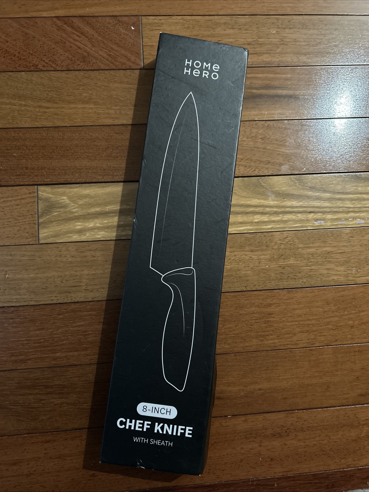 Home Hero 8 Inch Chef Kitchen Knife with Sheath Stainless Steel Blade Black New