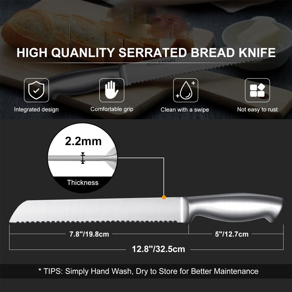 Cuchillo De Acero Inoxidable Con Filo Dentado Multiusos Para Pan Frutas Verduras