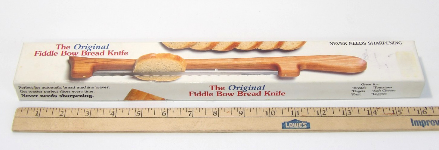 The Original Fiddle Bow Bread Knife (Cherry Right Hand) Never Needs Sharpening