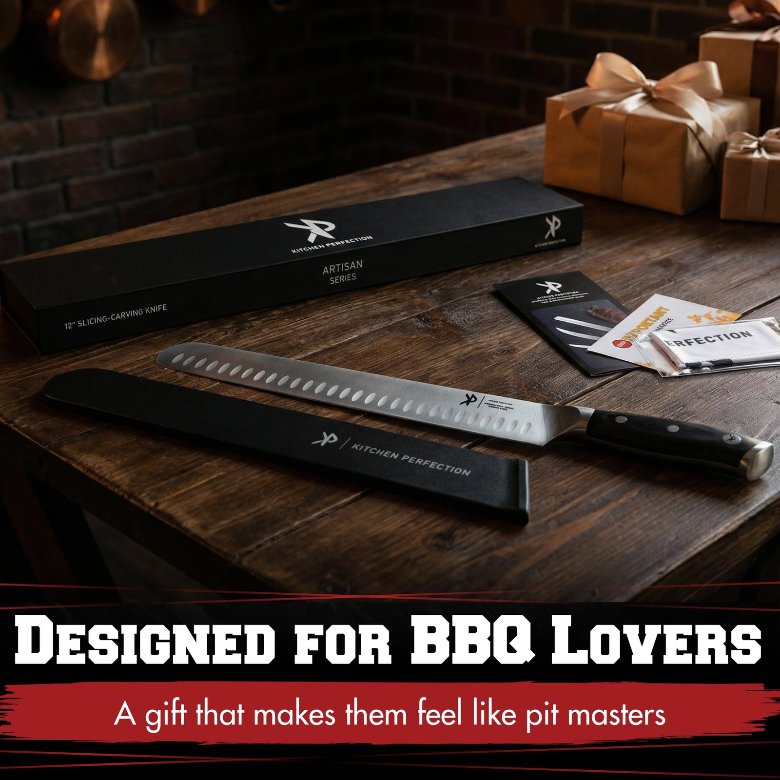 12 inch Brisket Knife German Steel Granton Edge Slicing Meat BBQ Grill Gifts