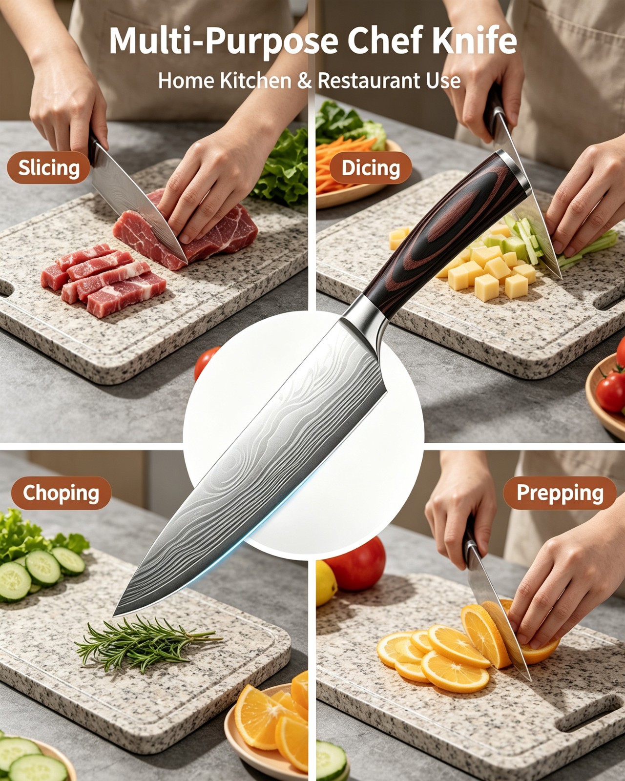 Japanese Chef Knife , 8 Inch Kitchen Knife with Ergonomic Handle 、 Gift Box