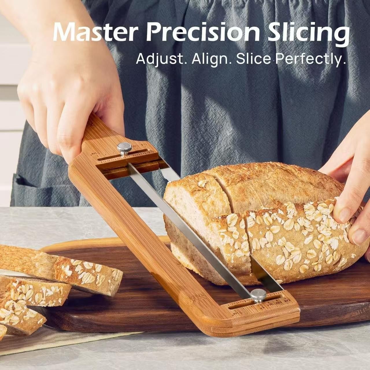 Adjustable Bread Knife for Homemade Bread – Manual Sourdough Bread Slicer wit…