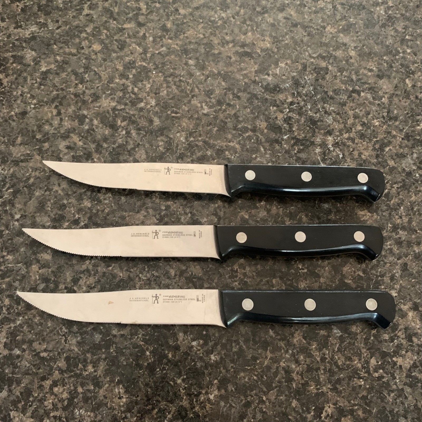 J.A. Henckels 4.5″ Steak Knife Set 3pc Black Fine Edge Pro 31469-120 Steel