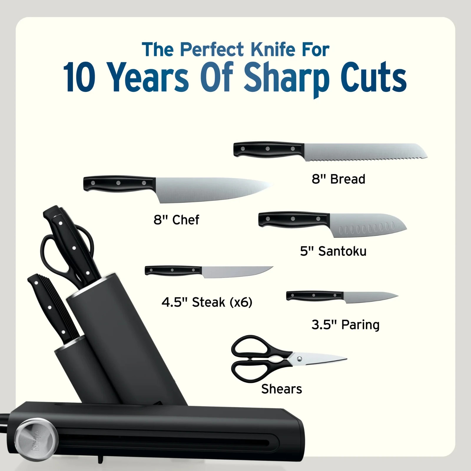 Ninja NeverDull Razor-Sharp 13-Piece Knife System with Removable Sharpener