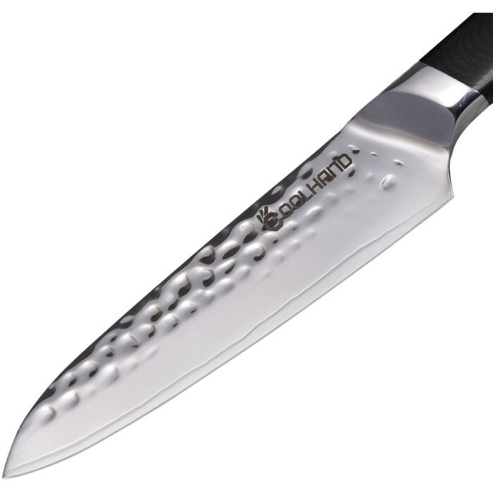Coolhand Utility Fixed-Blade Knife 5″ Hammered Stainless Steel Blade G10 Handle