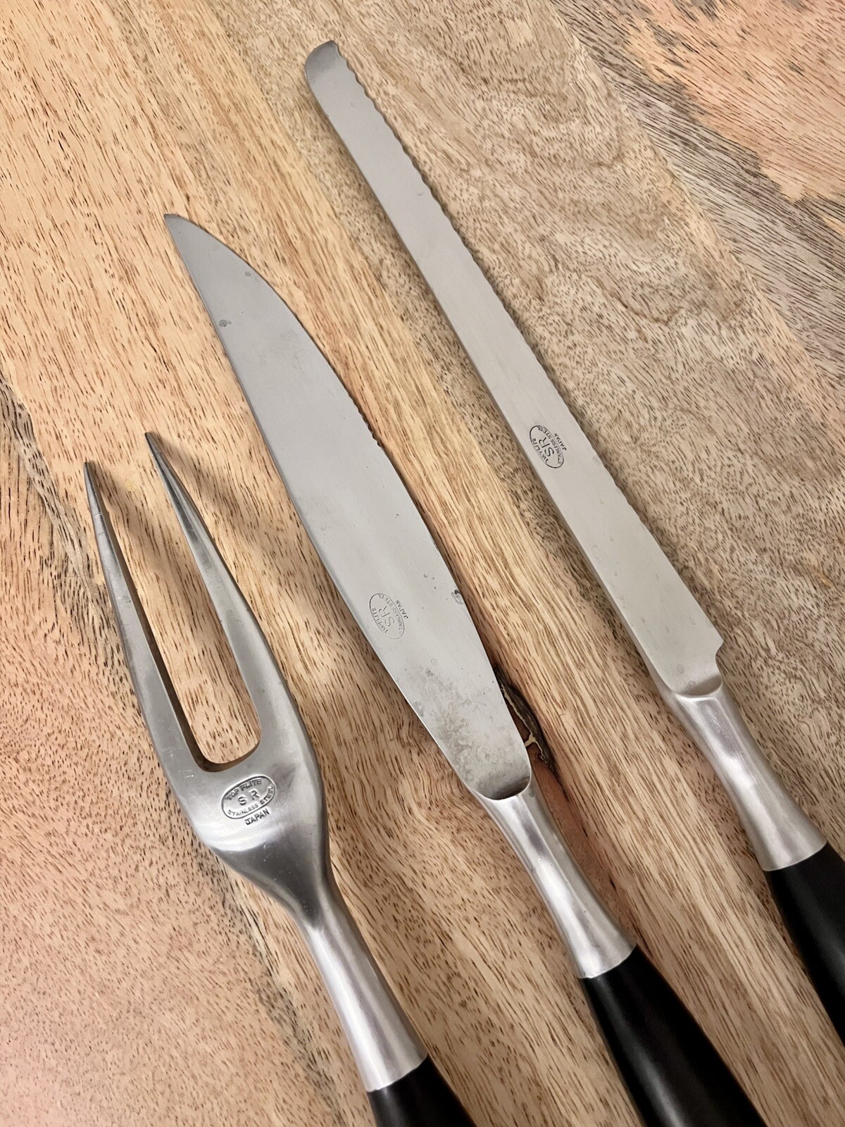 Top Flite SR Stanley Roberts Three Piece Meat Carving Set Knife Fork Japan