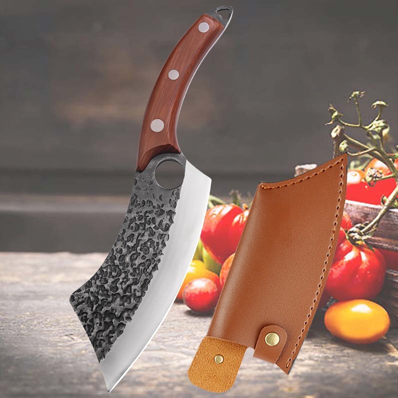 1-5PCS Stainless Steel Kitchen Knife Set Chef Scissors Cleaver Fish Meat