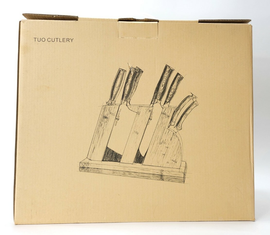 Tuo Cutlery Knife Set with Wooden Block Fiery Phoenix Series 8pcs
