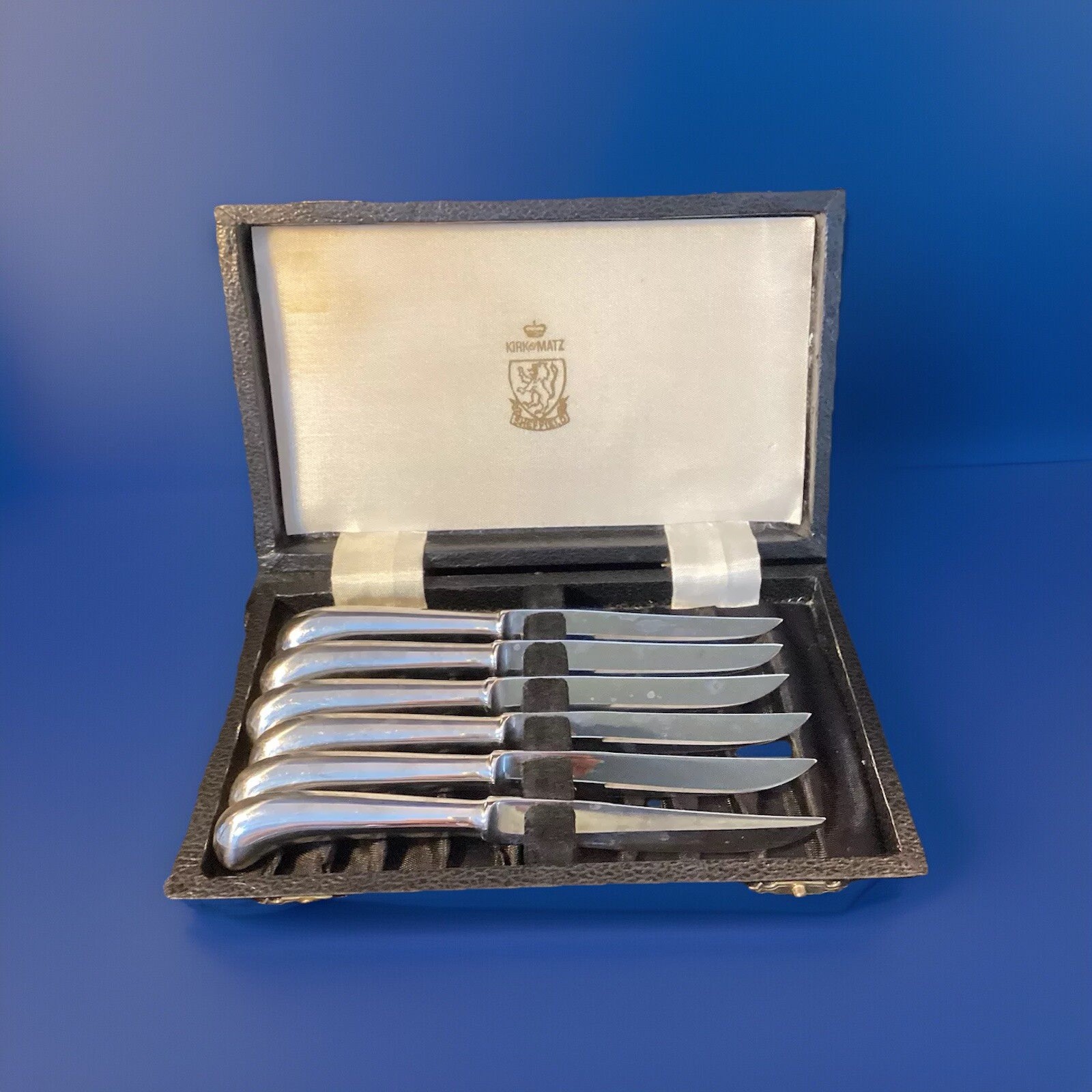 MCM Set of 6 Small Stainless Steel Knives w/ Case Kirk & Matz Sheffield Vintage