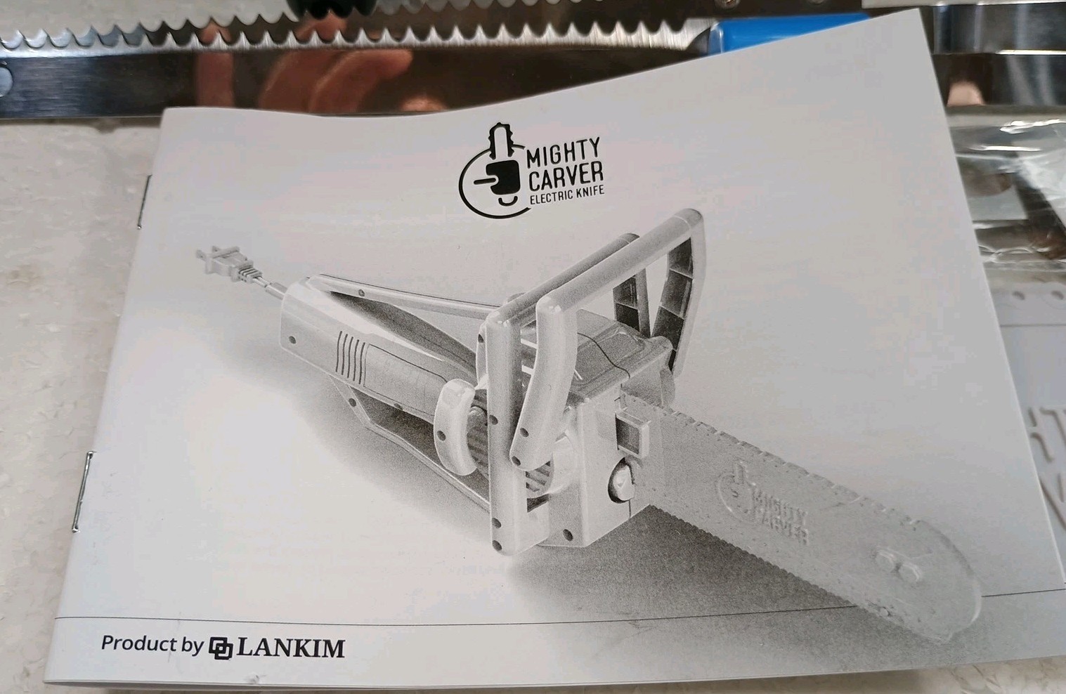 Mighty Carver Electric Knife Chainsaw Stainless Blade Meat Carver EK1126 In Box