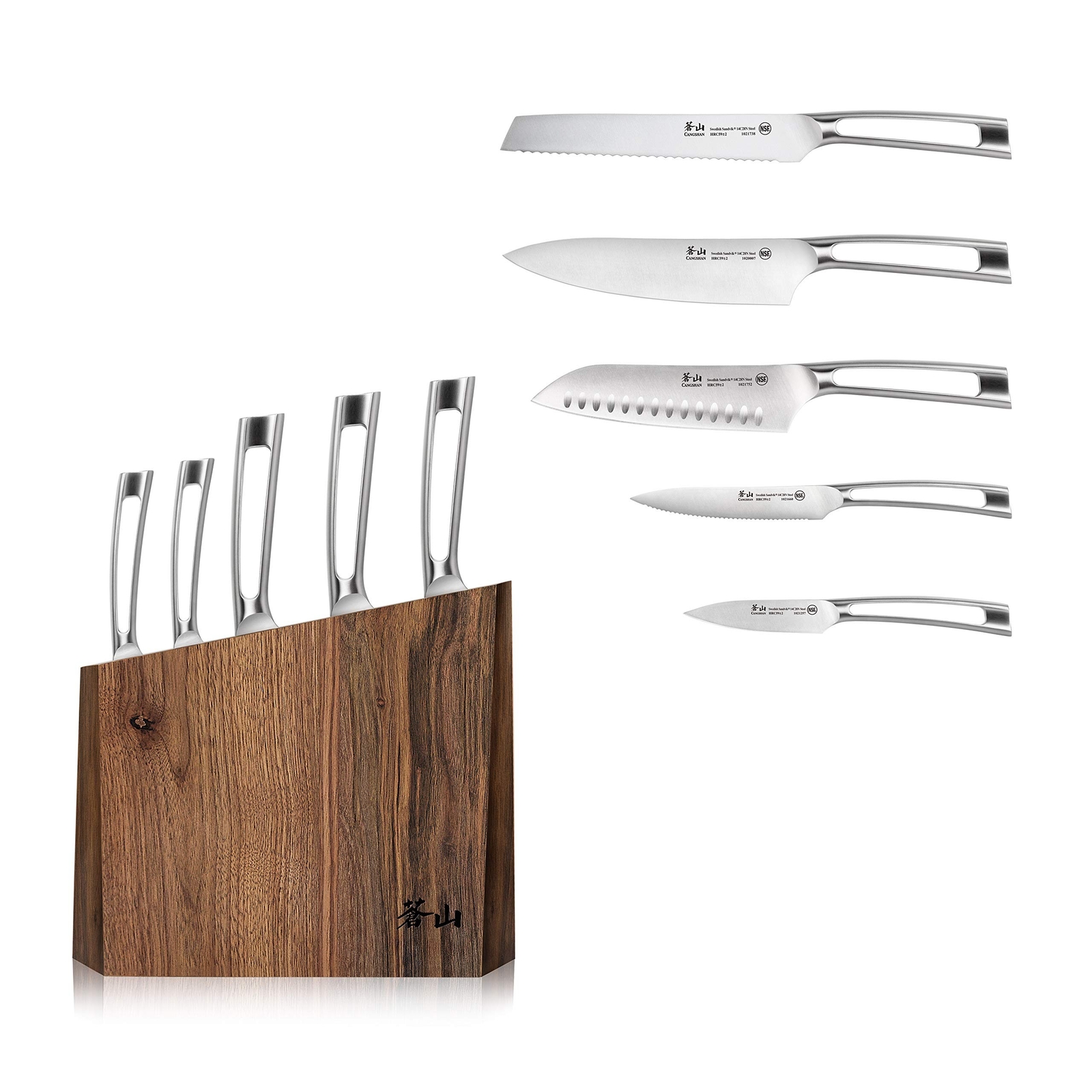 Cangshan TN1 Series 1024838 Swedish 14C28N Steel Forged 6-Piece Knife Block S…