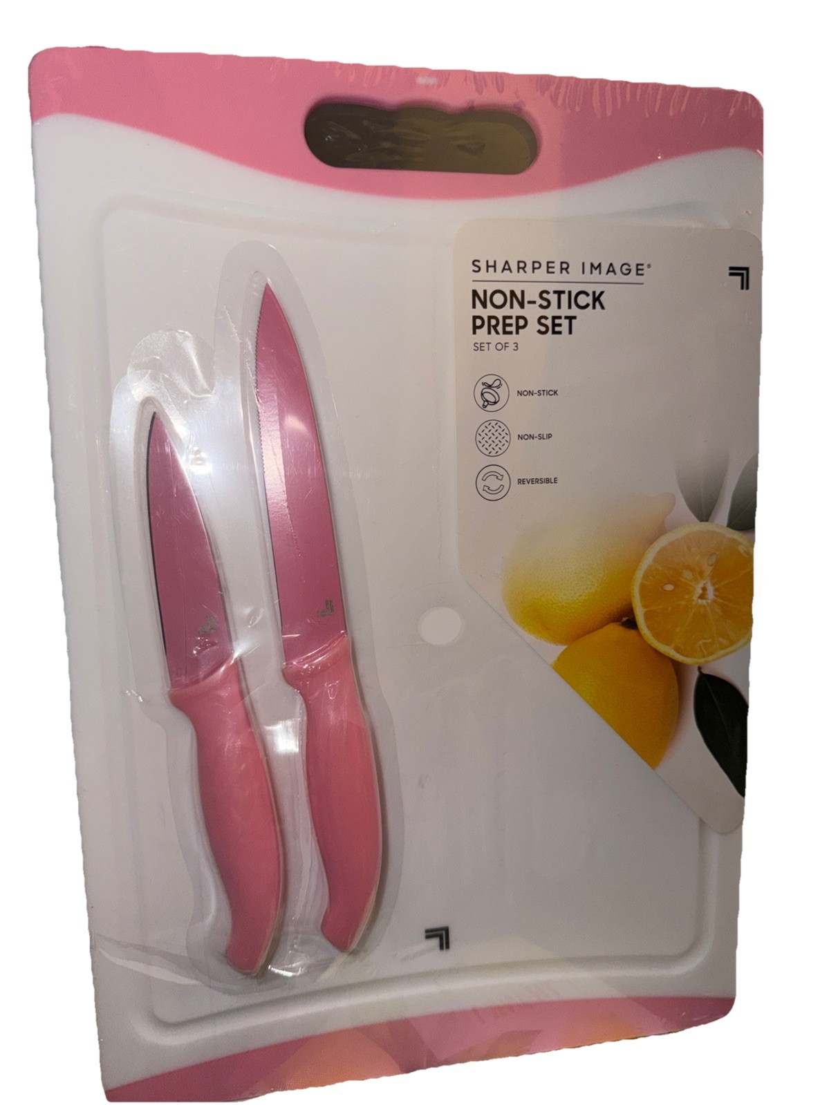 SHARPER IMAGE NON-STICK PREP 3 Piece SET Cutting Board, Pairing & Utility Knife
