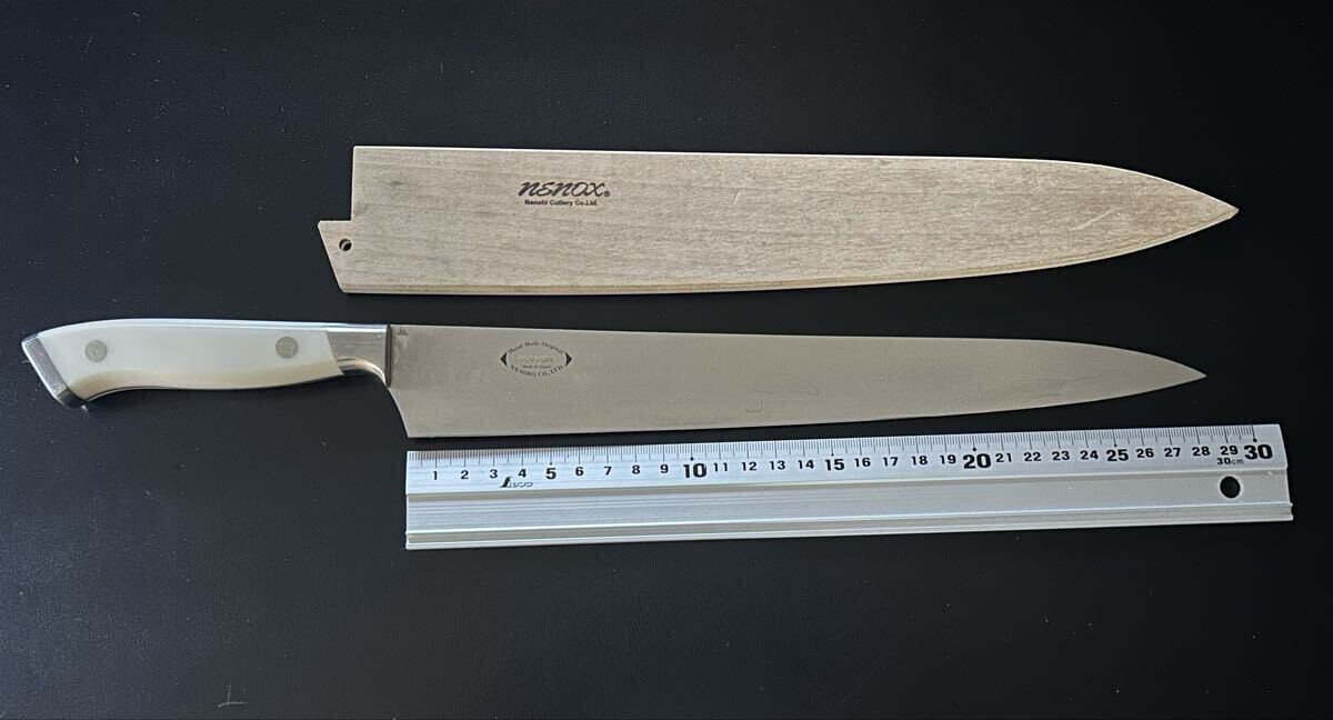 Nenohi Nenox S Sujihiki Slicing Knife 285mm (11.2″) Ivory Handle w/ Saya Japan