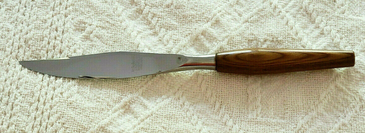 Mode Danish Stainless Steak Knife Teak Wood Handle England NOS New Old Stock