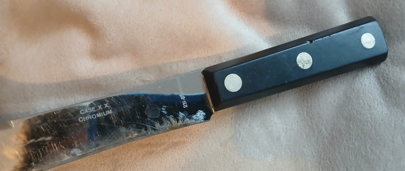 Case XX 231-8″ Chromium Butcher Kitchen Knife w/Black Polymer Handles