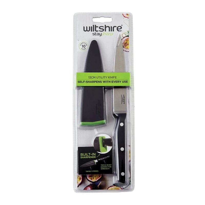 Wiltshire Staysharp Triple Rivet Utility Knife 13cm with Sharpener | 41602