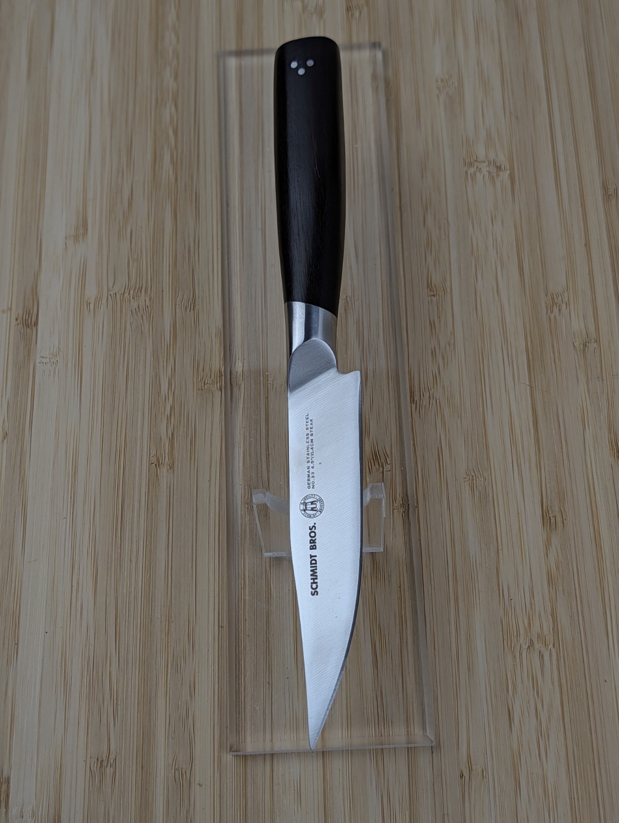 SCHMIDT BROS. 4pc DELTA Steak Knife Set, Ebonized Acacia Wood Handles, Gift Box