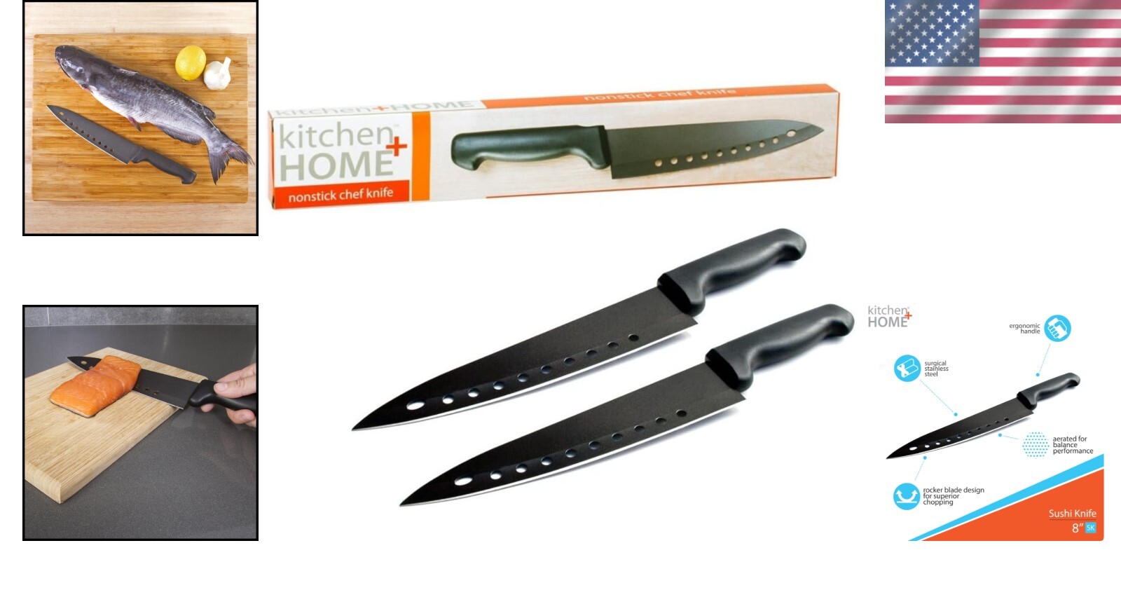Versatile 8-Inch Stainless Steel Nonstick Knife Set for Home & Professional Use