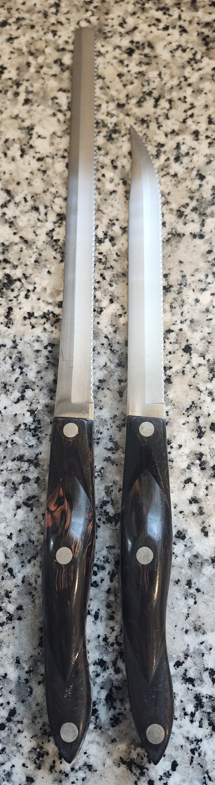 Cutco Bread 1724 & 1729 Petite Carver Knife Classic Swirl Brown Thomas Lamb Orig