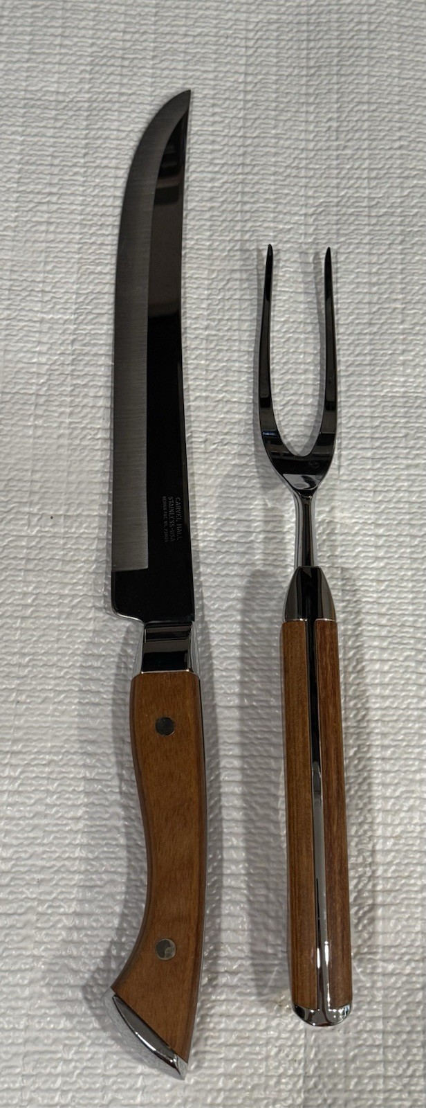 🇺🇸USA CARVEL HALL Carving Knife & Meat Fork Teak Handles Beauties!!!
