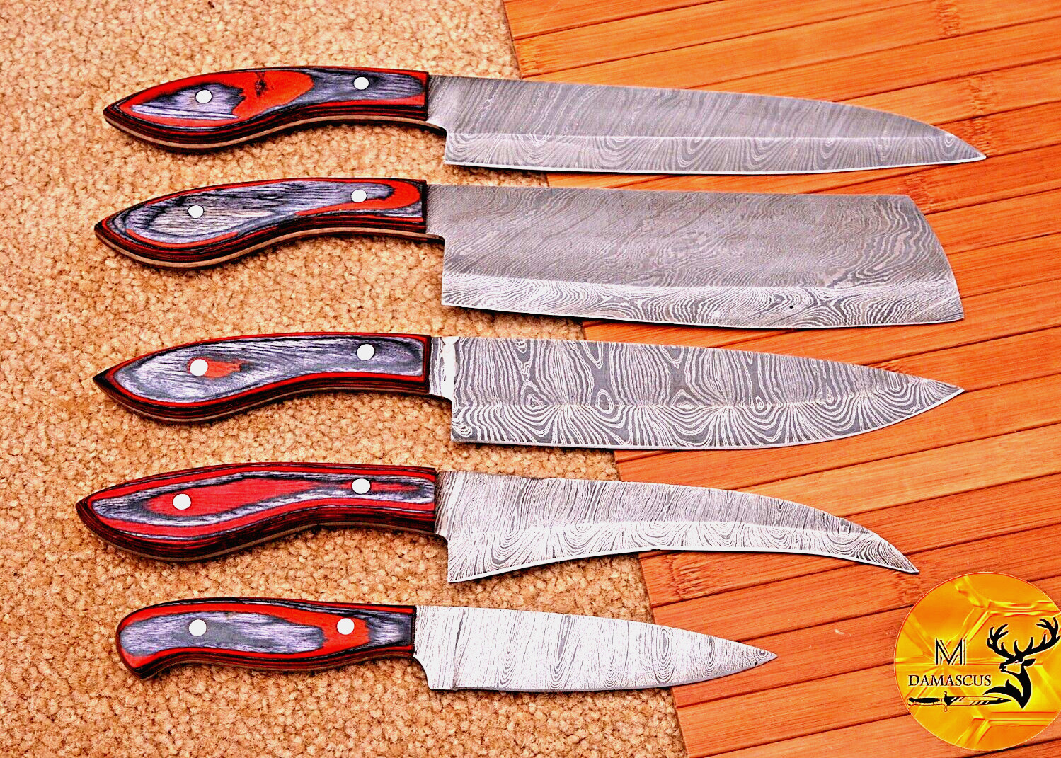 Custom Handmade FORGED DAMASCUS STEEL CHEF KNIFE Set Kitchen Knives Cutlery 1686