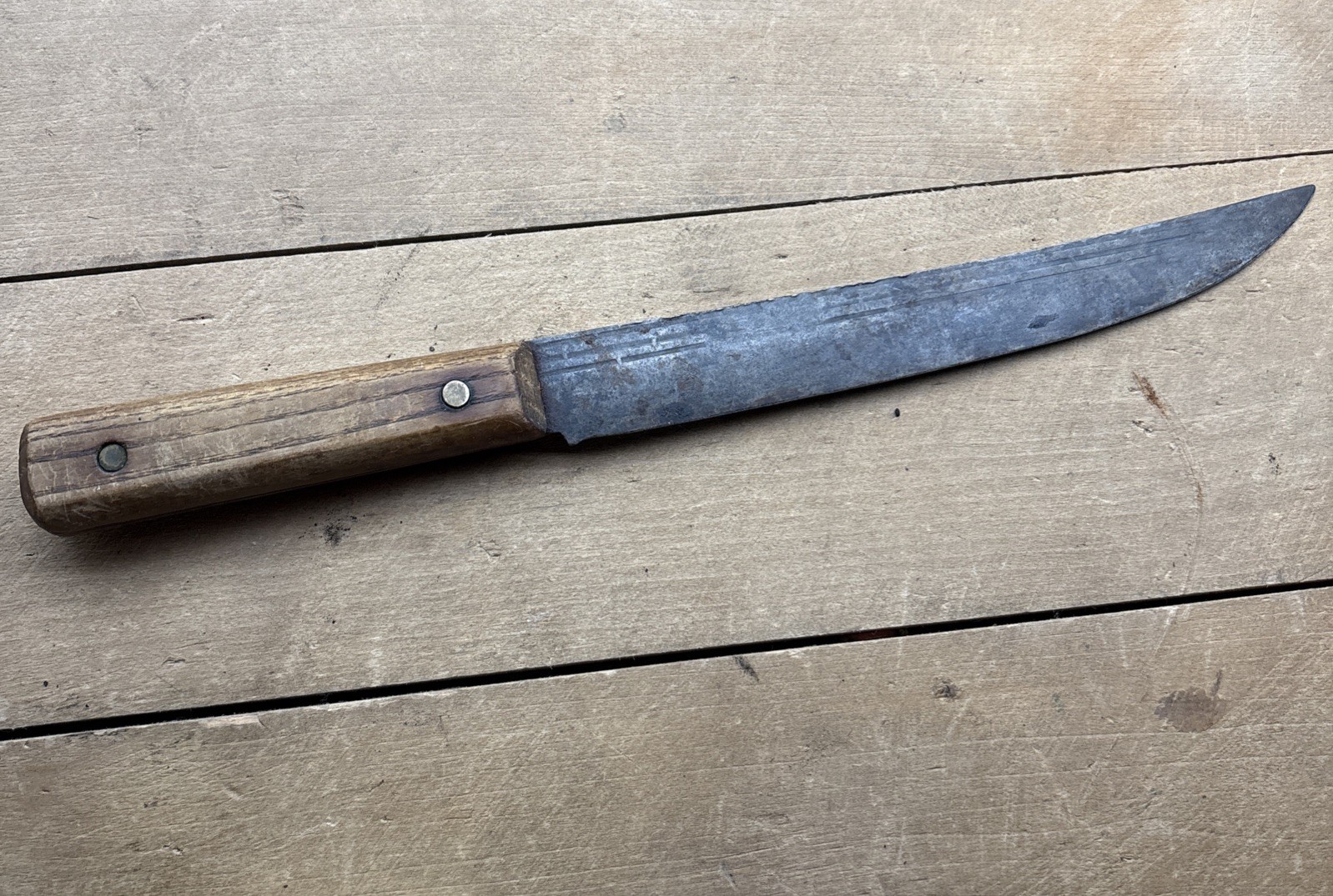 Vintage Forge Craft Butcher Knife 8” Blade Carbon Full Tang Wood Handle