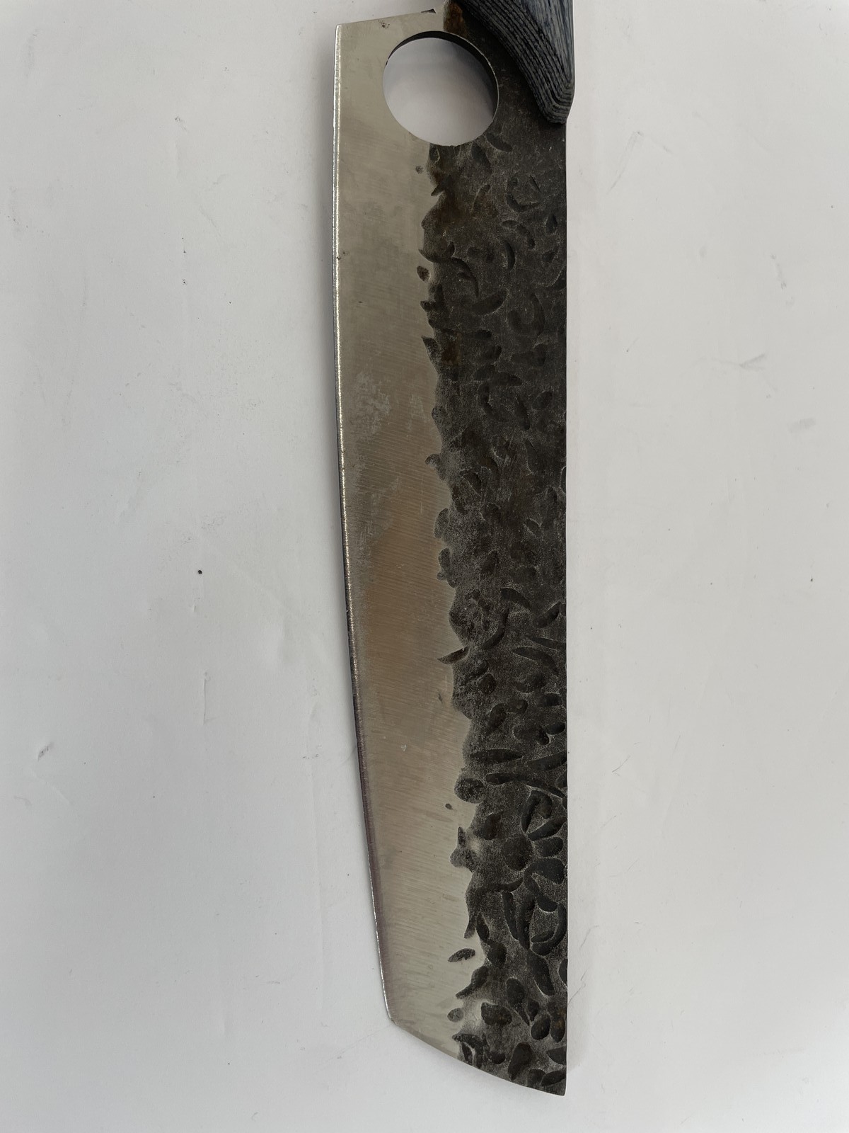 XYJ 1986 7″ Santoku Cleaver Knife Blue Handle Hand Hammered Full Tang Kitchen