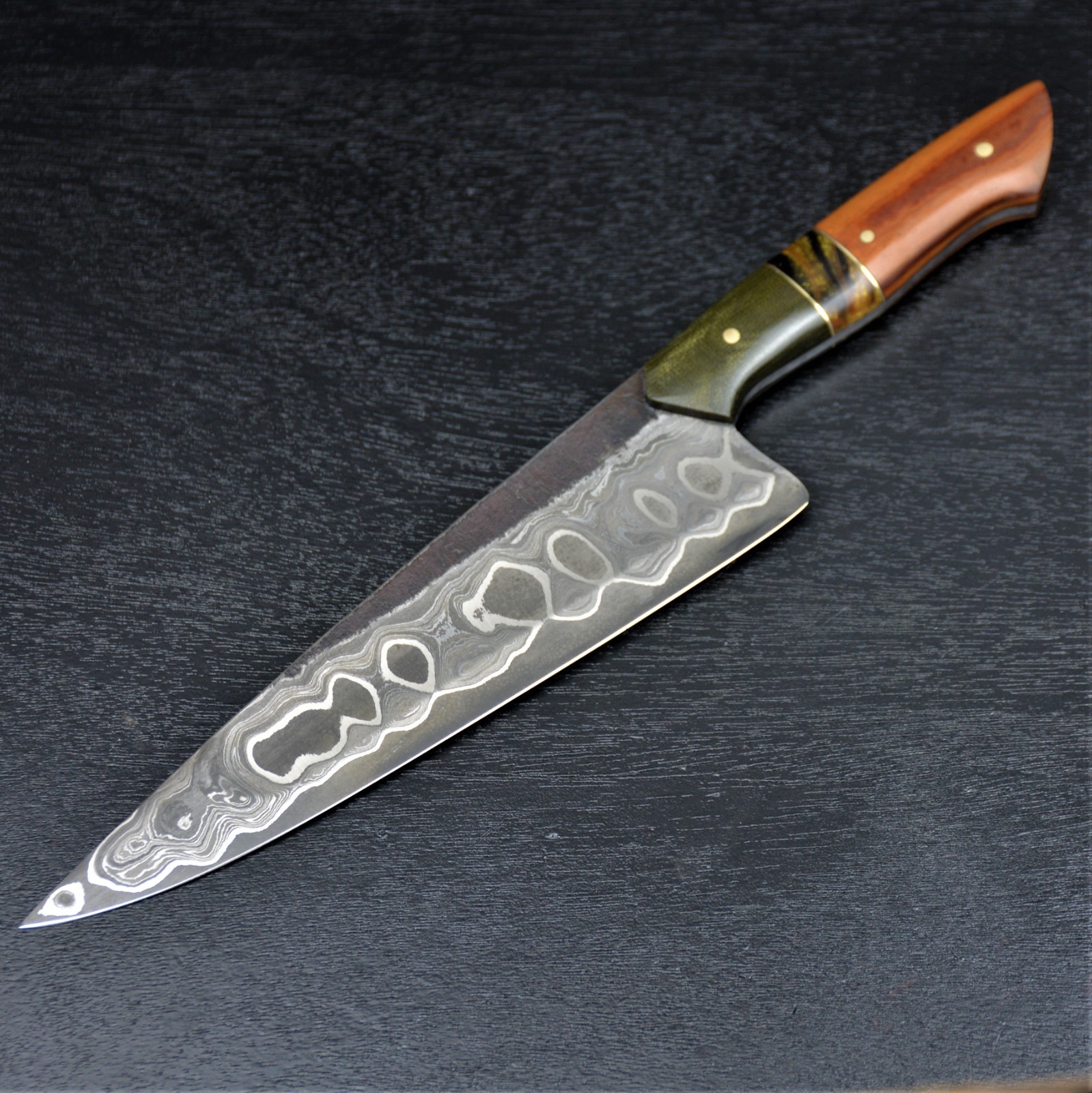 HandForged Gyuto Damascus Chef Knife San Mai , 52100 steel core , G 10 Handle