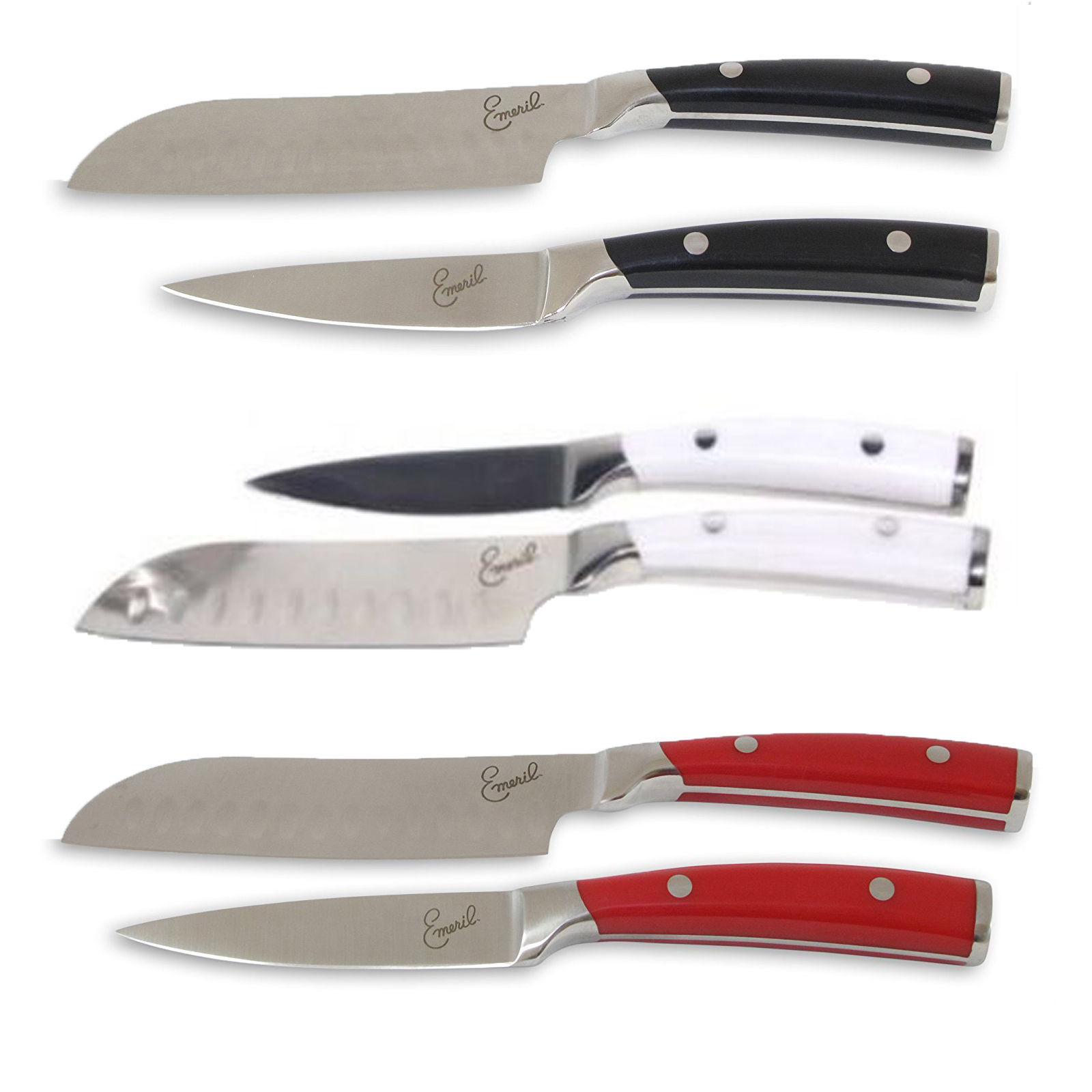 Emeril 2 Piece Knife Set 5″ Santoku 3.5″ Paring Forged Steel Clad Emerilware