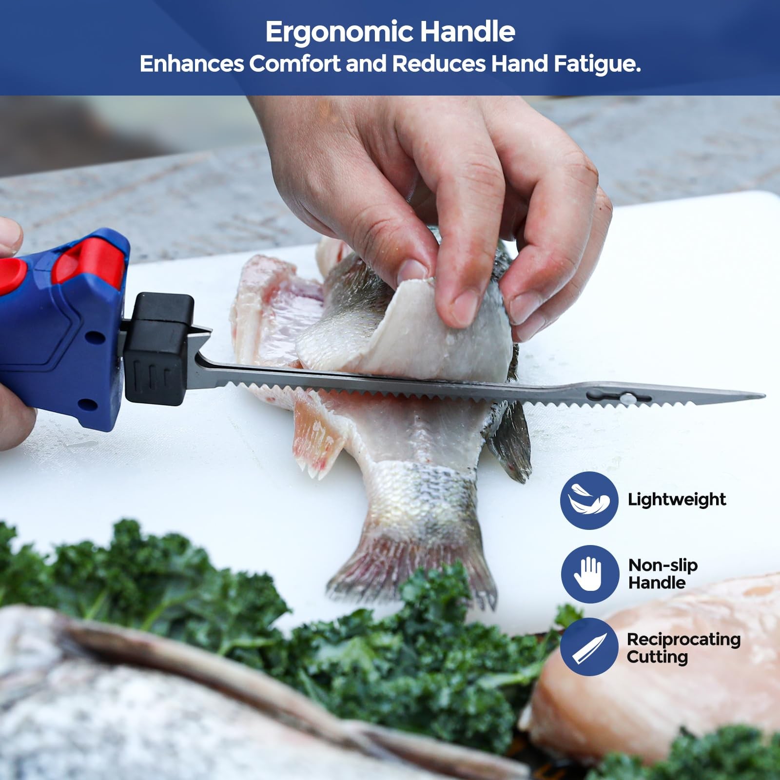 LURSKY Electric Fillet Knife Cordless Rechargeable for Fishing, with Stainles…