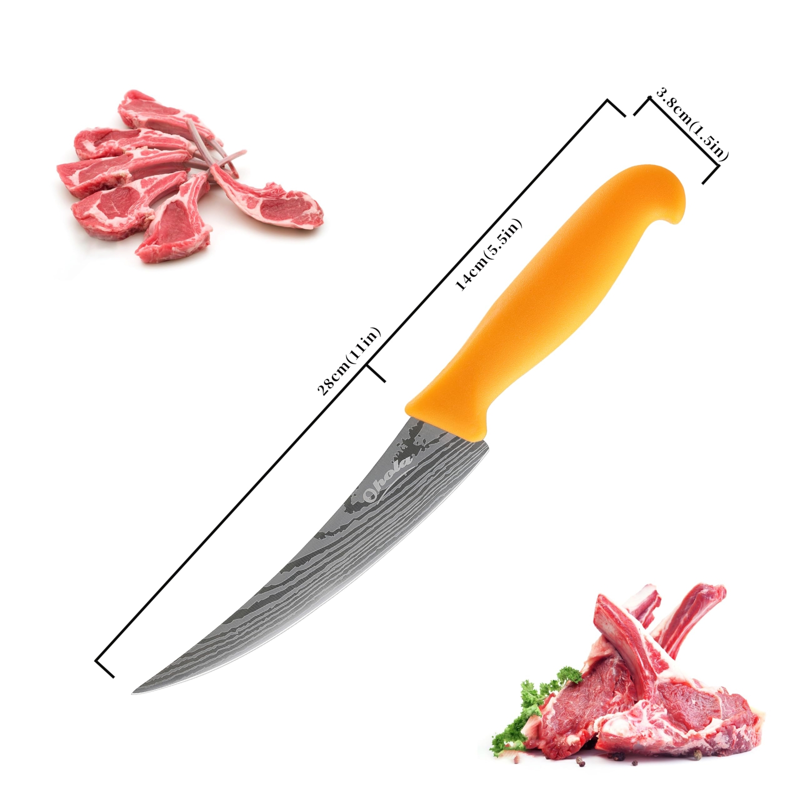 2PCS Curved Boning Knife 6 Inch Deboning Knife Premium Stainless Steel Fillet