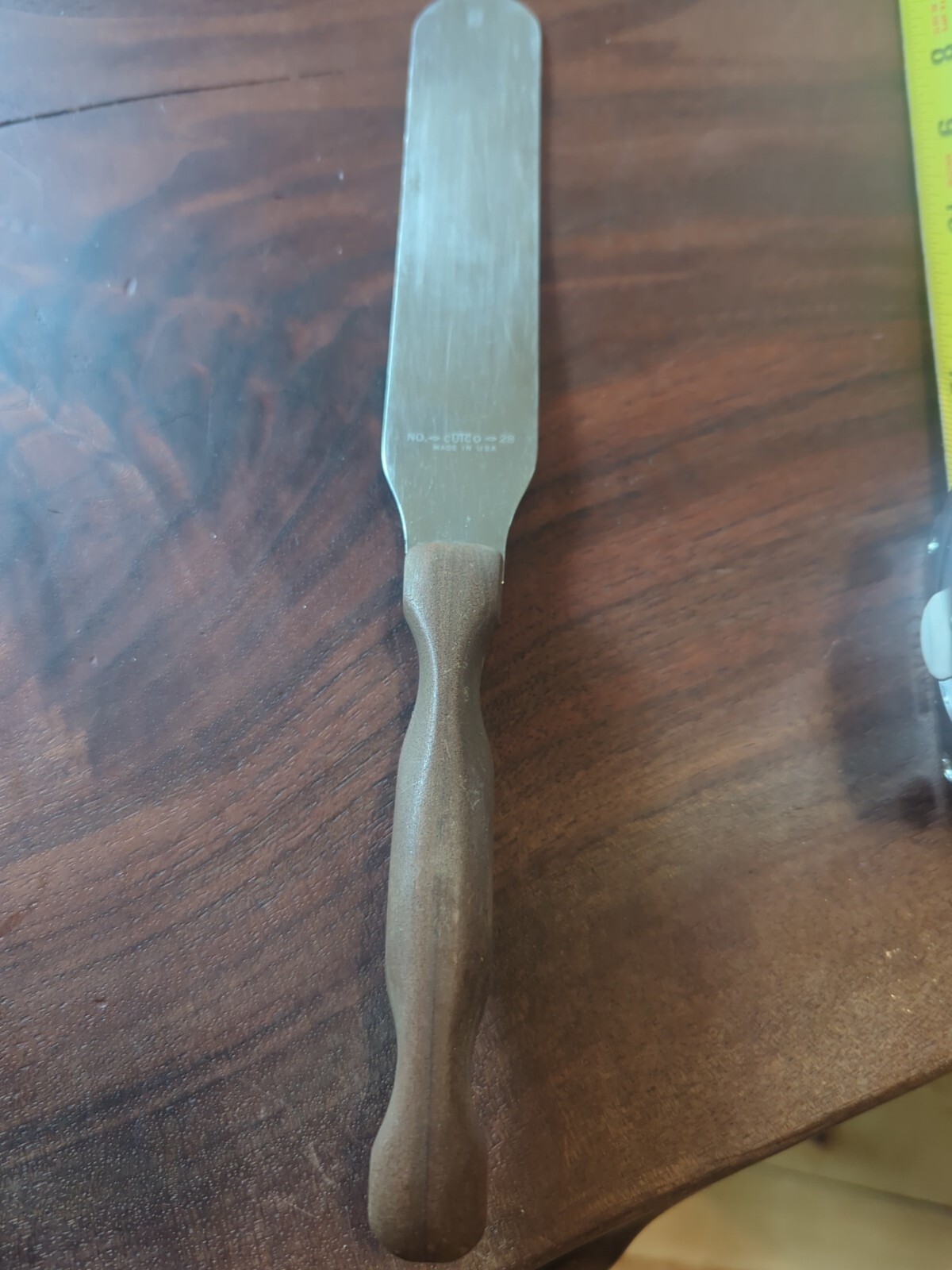 Cutco Vintage No. 28 Large Spreader Spatula Knife Brown Swirl Handle See Picture