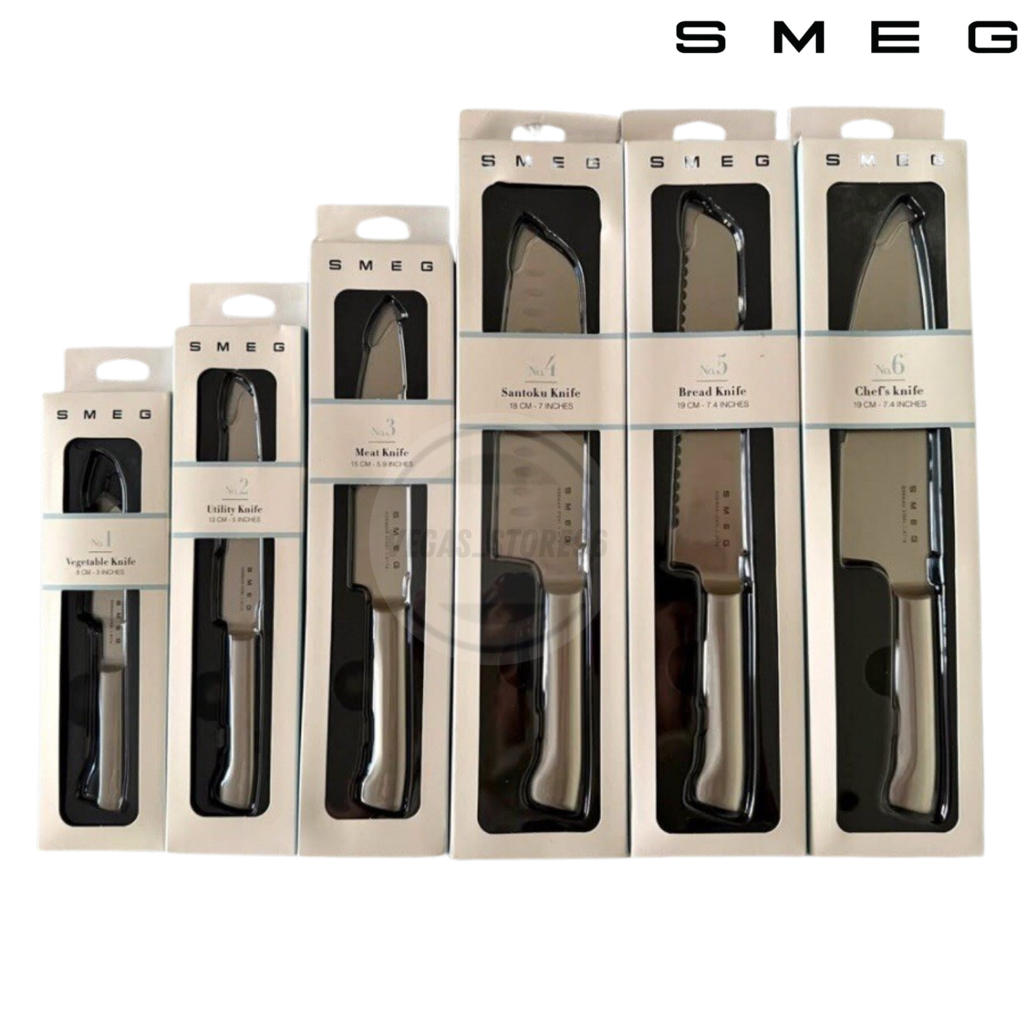 Smeg Knife Block Set 7pcs Stainless Steel Color Cream– Fast Ship Via DHL EXPRESS