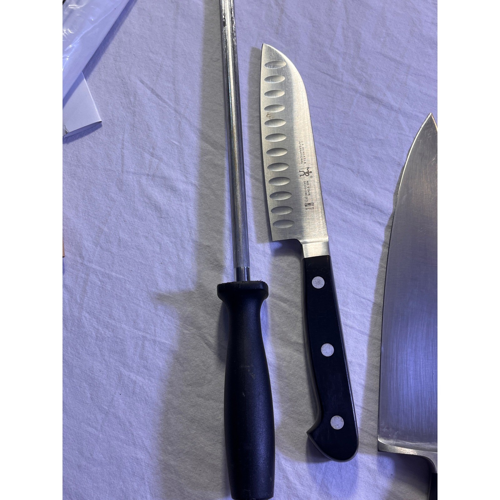 J.A. Henckels Knife Set Unisex 8pc Black Pre-Owned Stainless Steel Spain Santoku