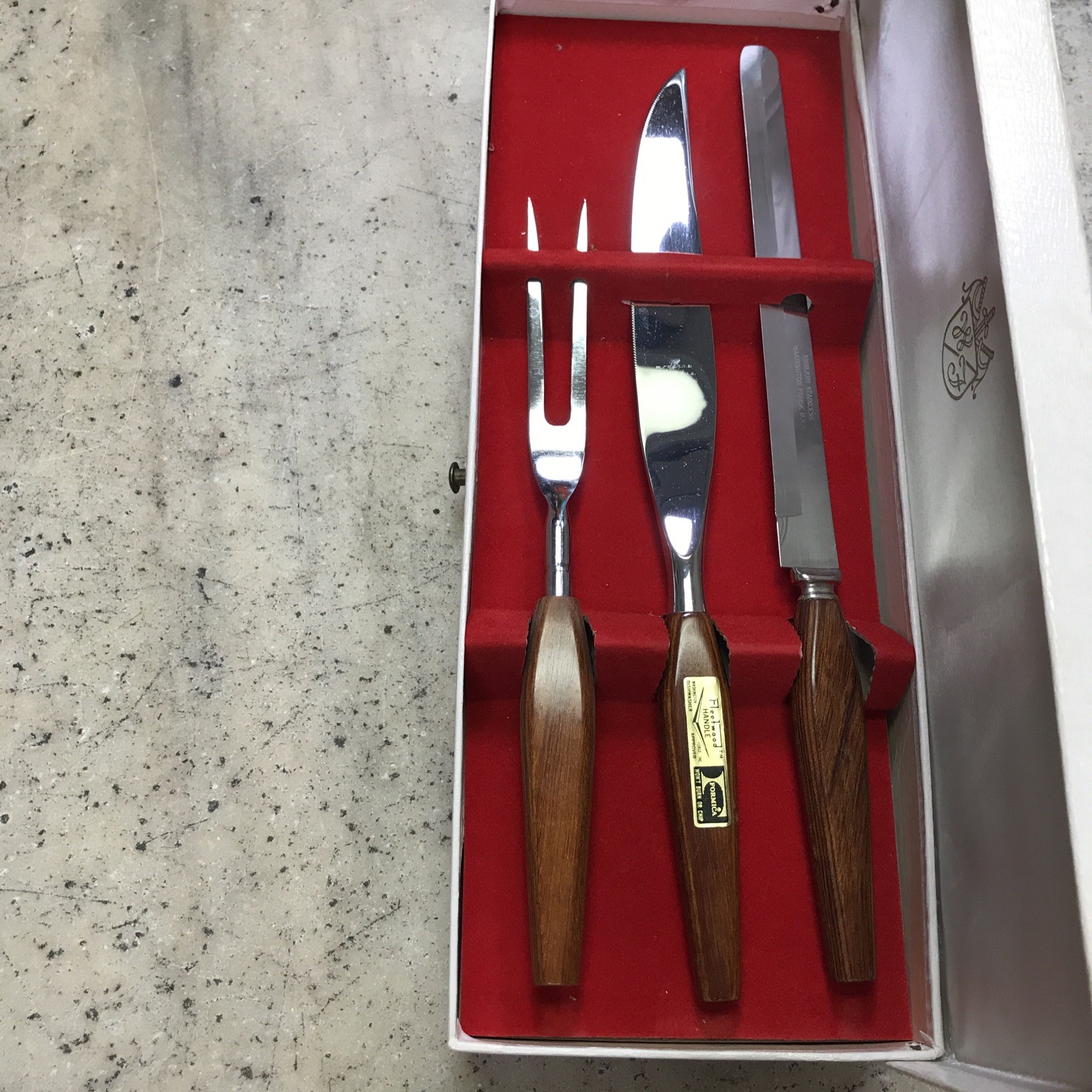 Vintage Town & Country Carving Set & 6 Steak Knives Fleetwood Washington Forge