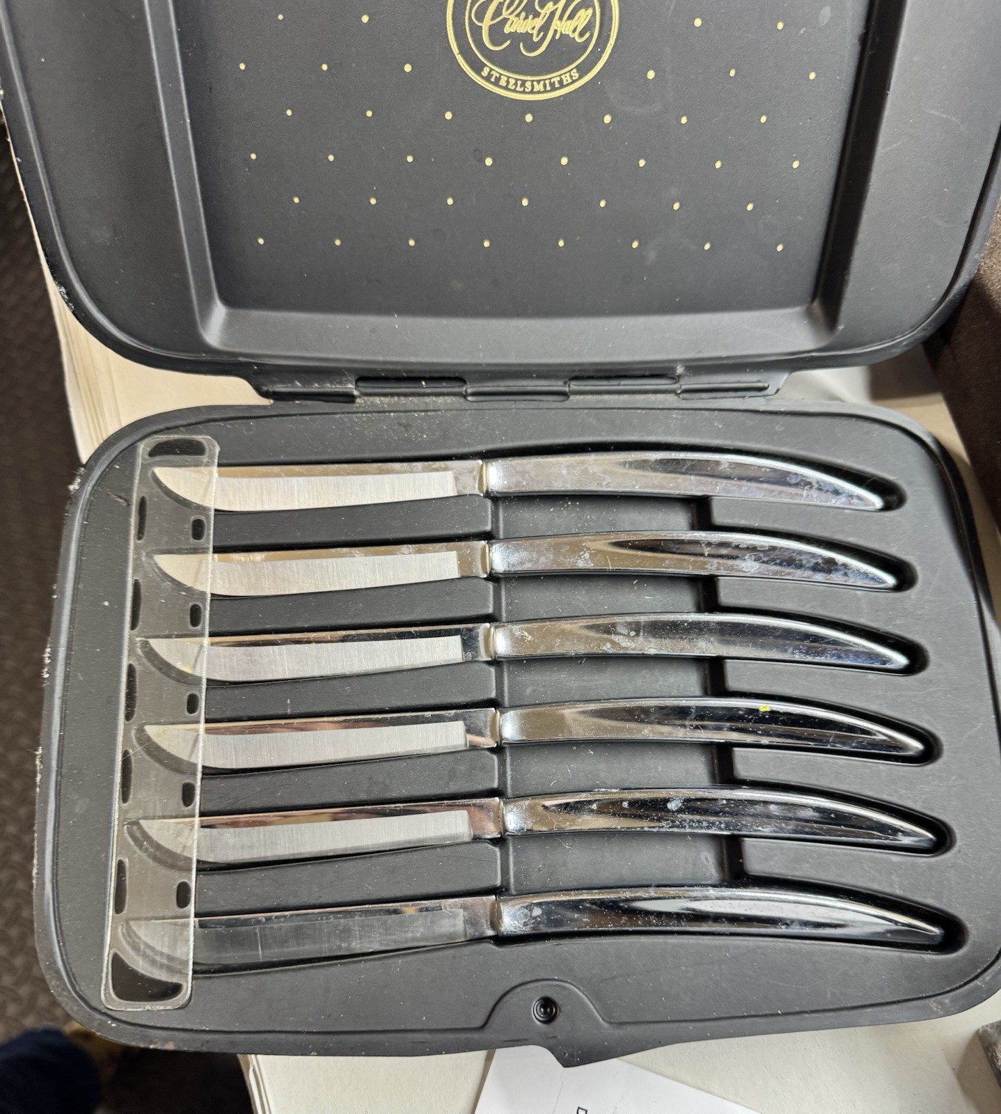 Vintage Carvel Hall 6 Steak Knives Stainless Steel in Original Box Made in USA