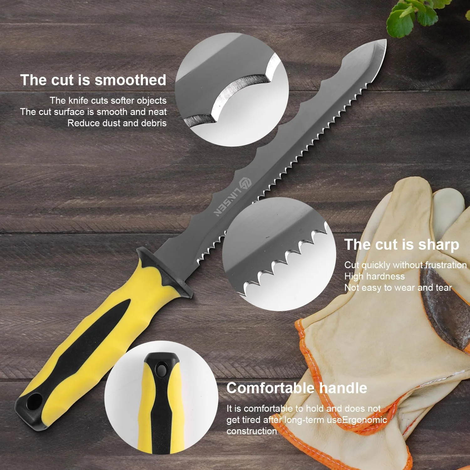 Stainless Steel Sod Cutter Garden Knife Double Edge with Nylon Sheath