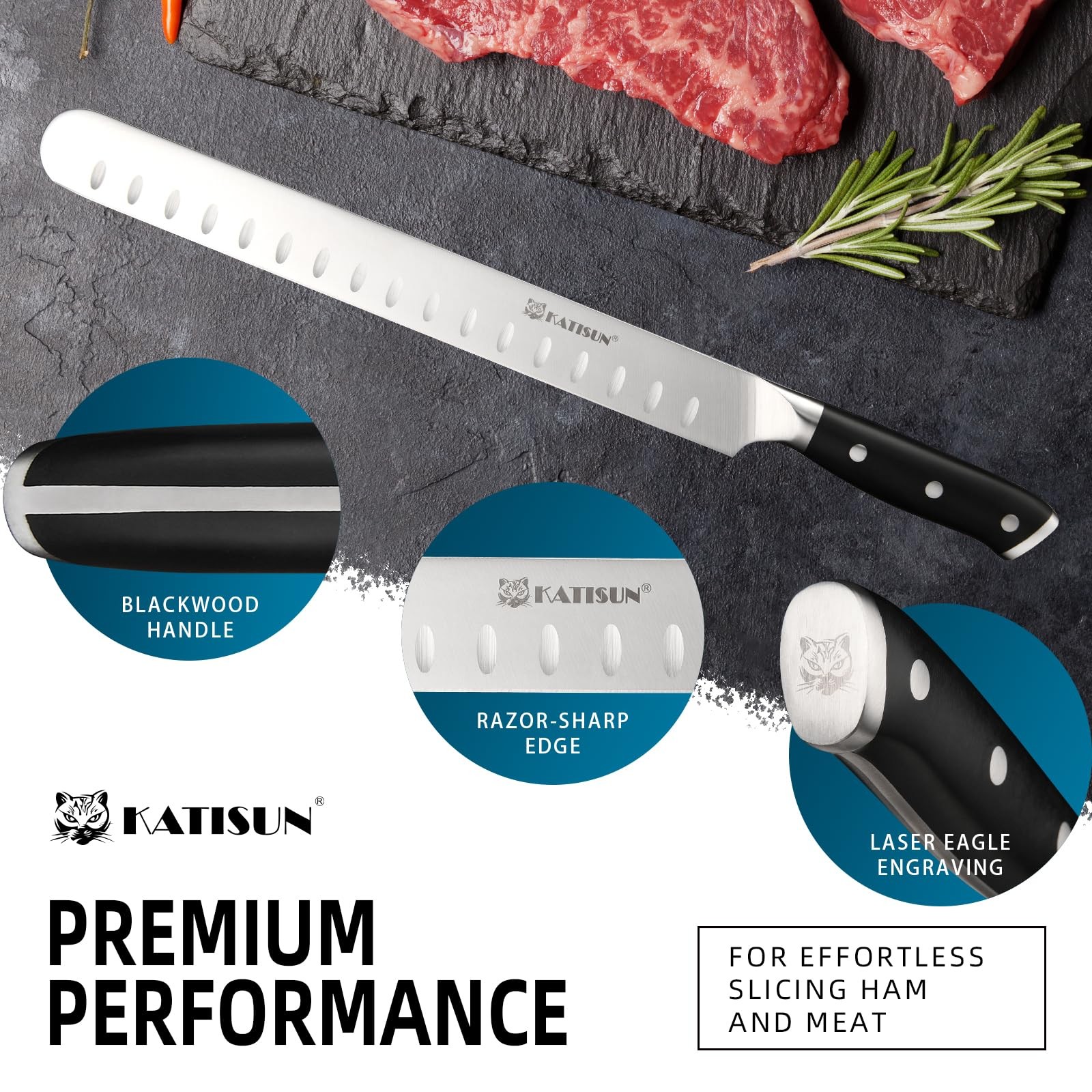Slicing Carving Knife 13 Inch Ultra Sharp German Stainless Steel Brisket