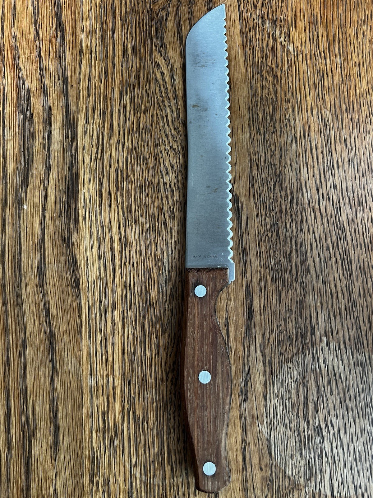 Vintage Ekco Flint Serrated Bread Knife Stainless Steel 7” with Wood Handle