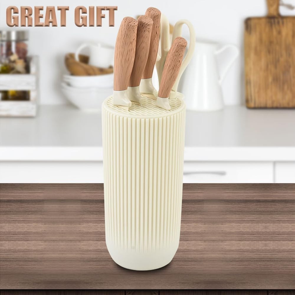 Knife Set, Wiztoynia 6-Piece Beige Kitchen Knife Set for Home Chef Knife Set