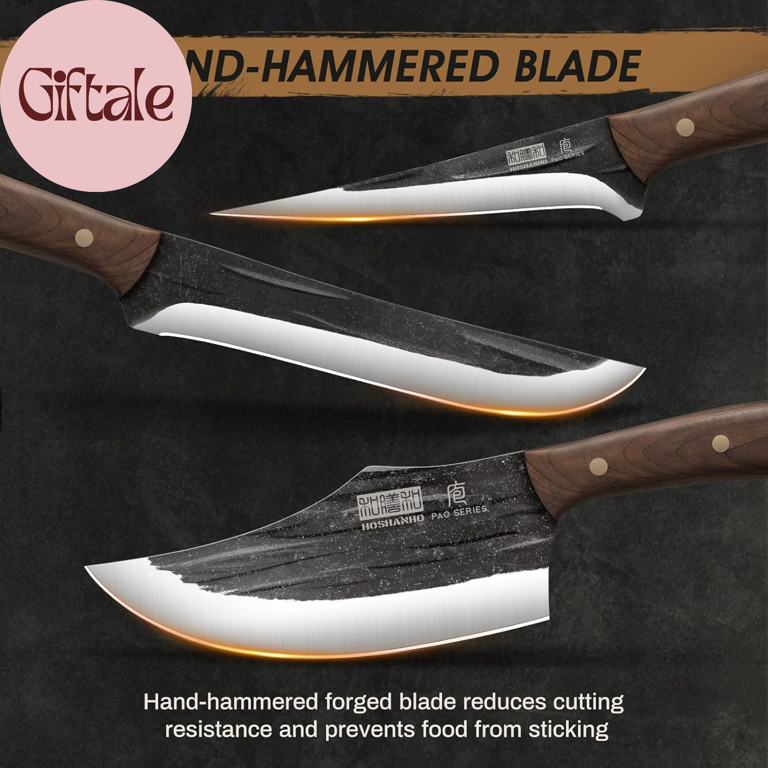 Butcher Knife Set, Hand Forged Butcher Chef Knife Set with Roll Bag, Sharp Meat