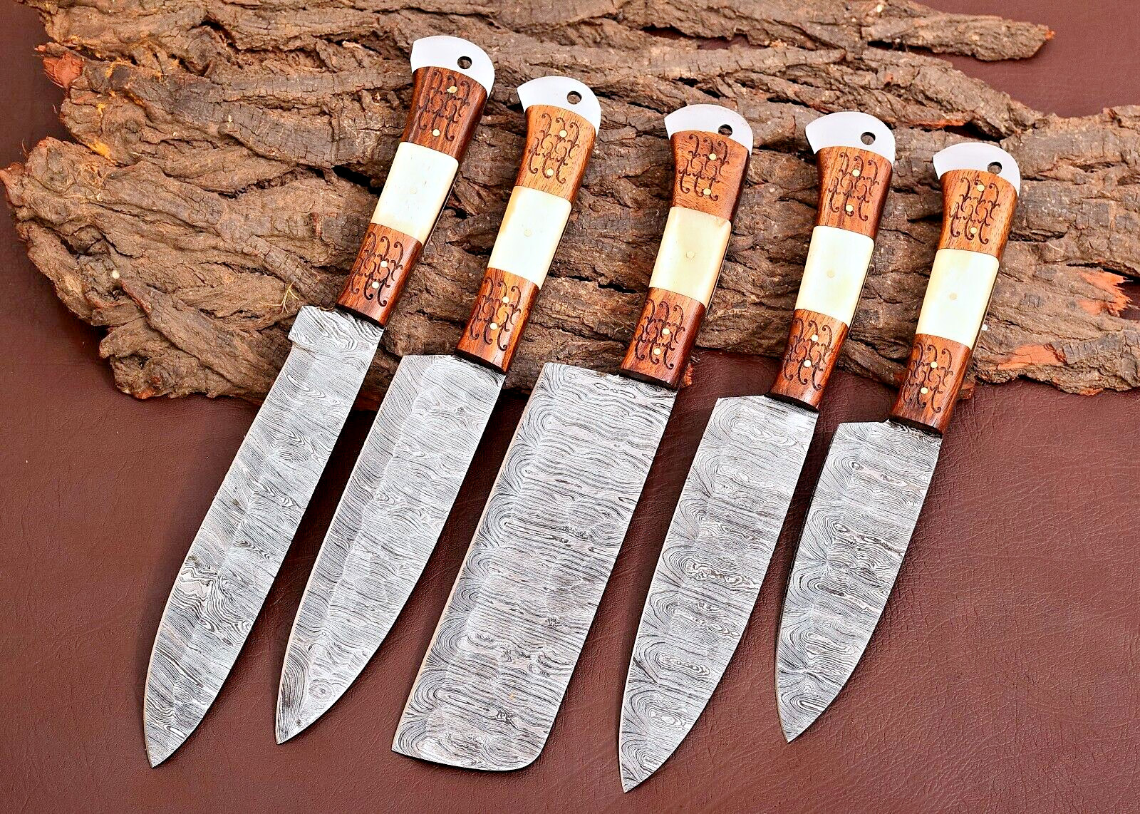 Professional HANDMADE Damascus chef knives set kitchen knife cutlery STEAK
