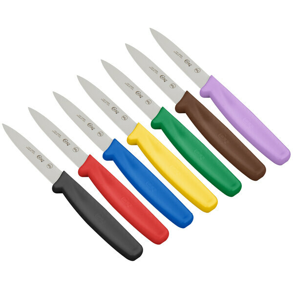 Choice 3 1/4″ Colored Smooth Edge Paring Knife – 7/Pack