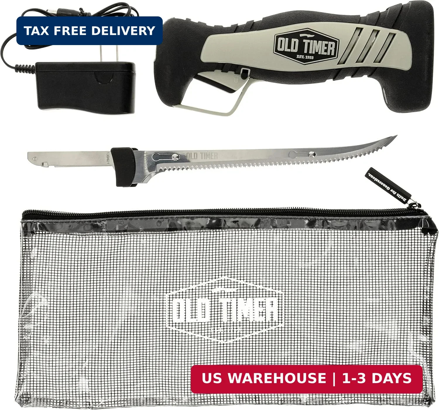 Electric Fillet Knife with Rechargeable Battery, 8″ Blade, High Carbon