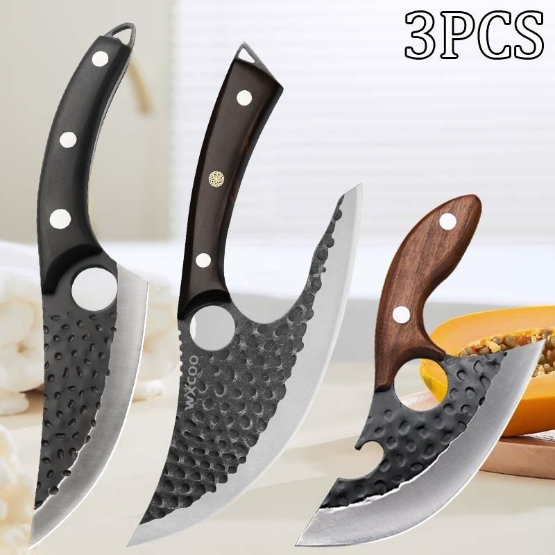 3PCS Professional Stainless Steel Chef Knives Santoku Utility Sashimi Set