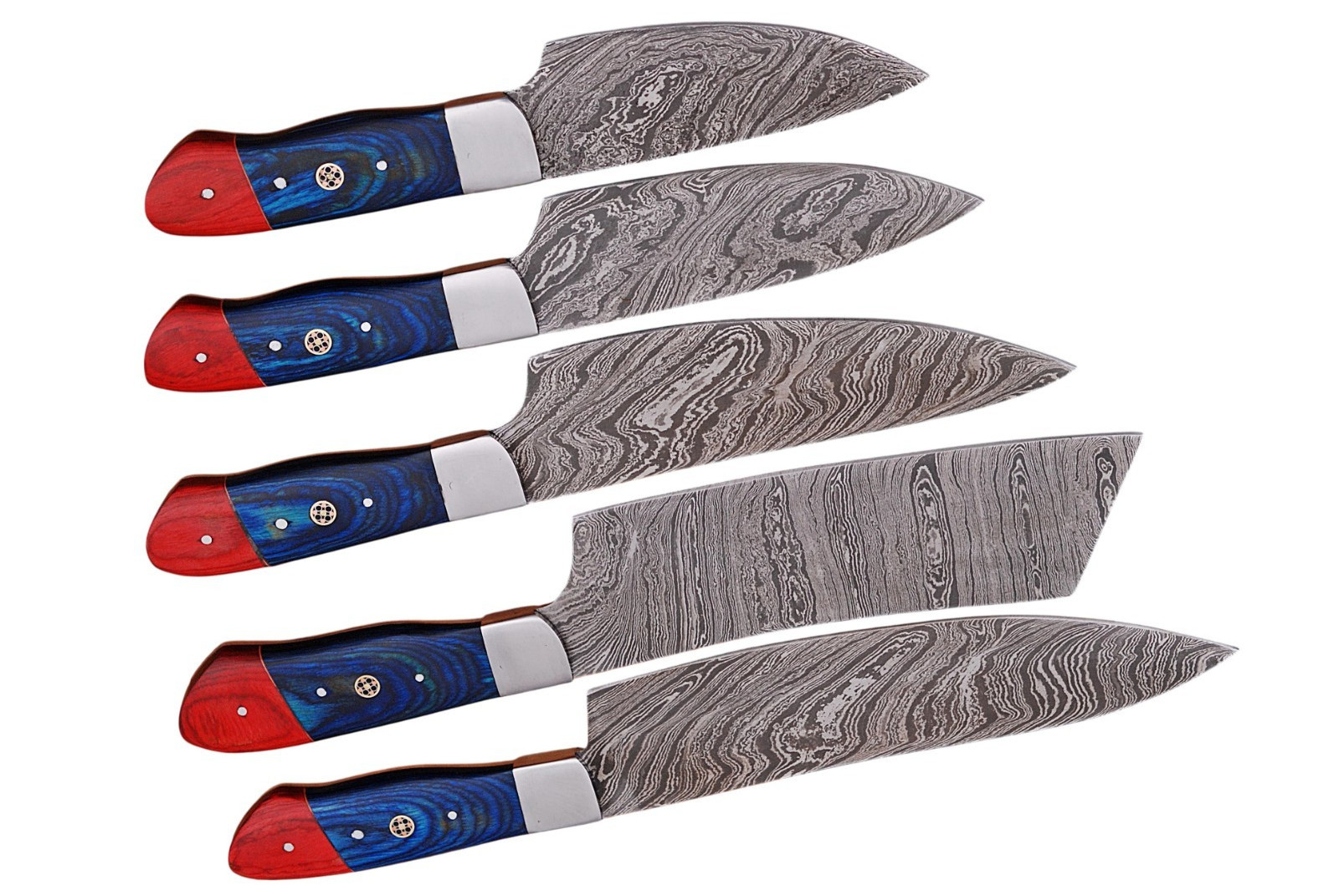 HAND MADE FORGED DAMASCUS STEEL CHEF SET KITCHEN KNIVES 1524