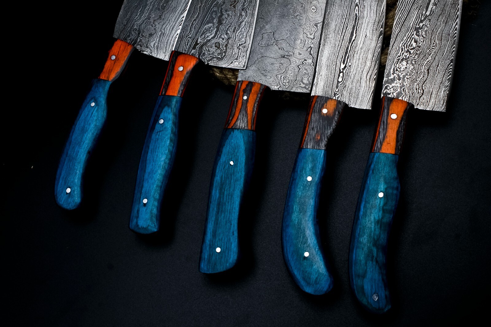 CUSTOM HANDMADE FORGED DAMASCUS STEEL CHEF KNIFE KITCHEN CHEF KNIVES SET