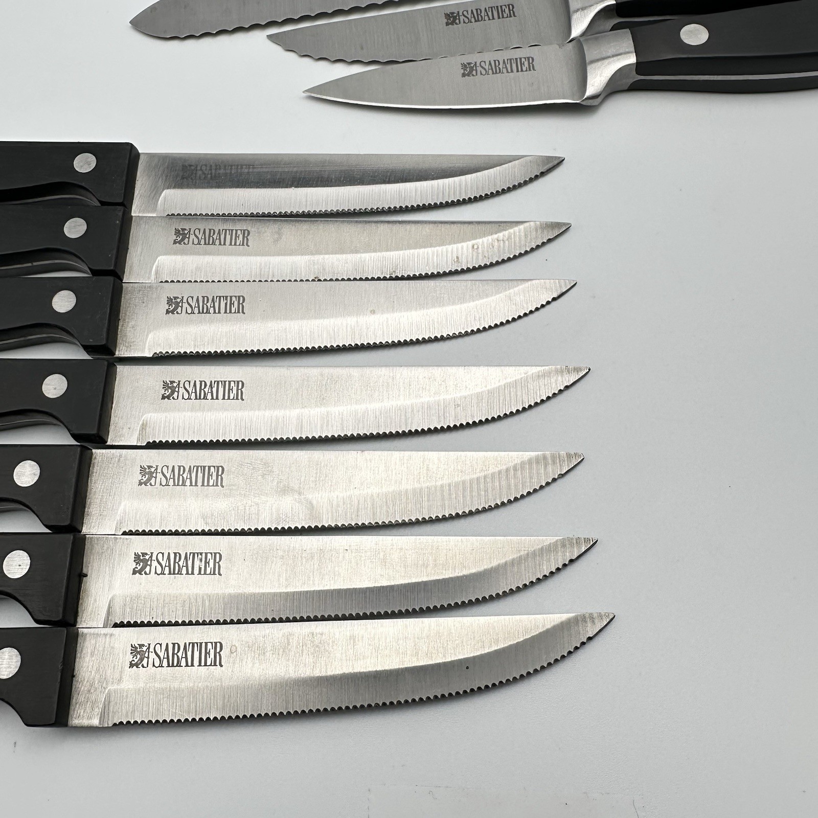 Set Of 12 Sabatier Knives | Rivet Handles Chef Pairing Bread Steak Lot