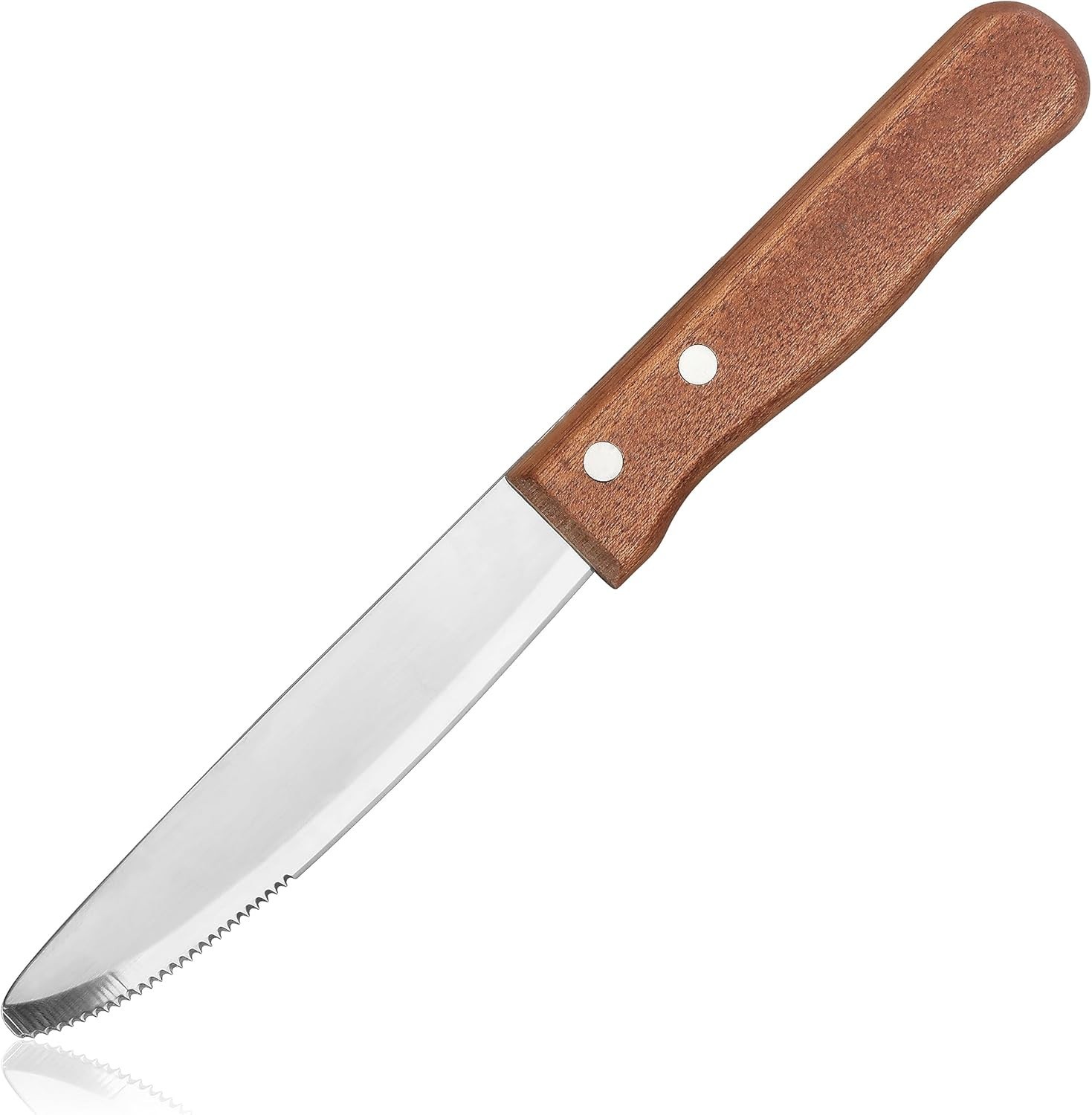 WSK-60/B Rounded Blade Gaucho Jumbo Steak Knife with Wood Handle (Case of 12)